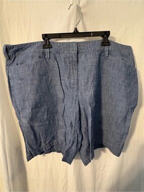 Lands' End Blue Linen-Blend Women's Shorts